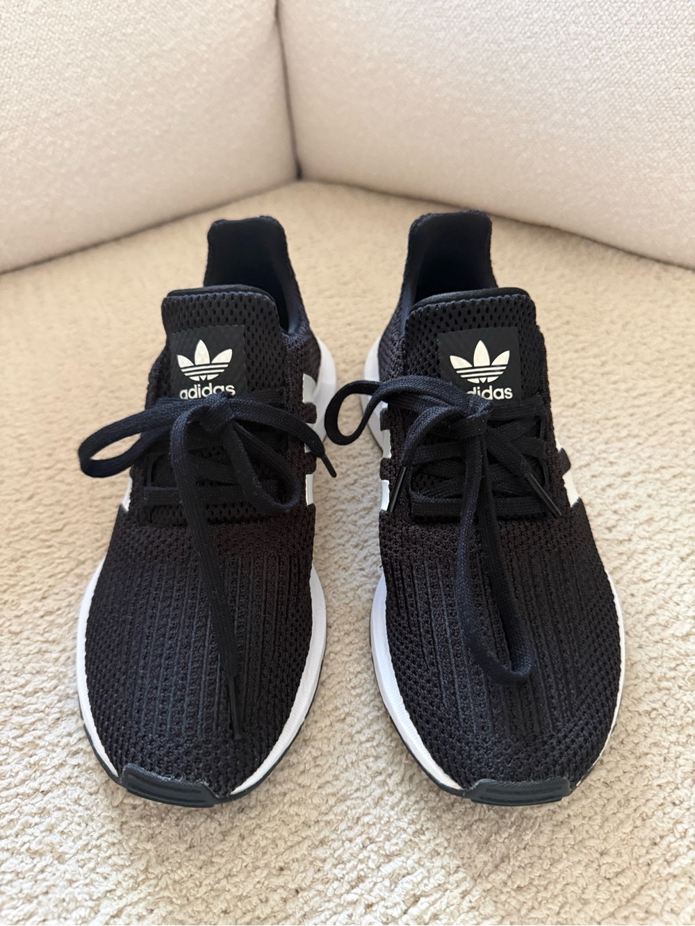 Adidas Black Knit Sneakers with White Accents